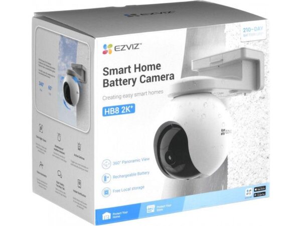 EZVIZ HB8 Pan-Tilt Wi-Fi Camera 4MP 4mm, Battery-Powered, supports solar Panel