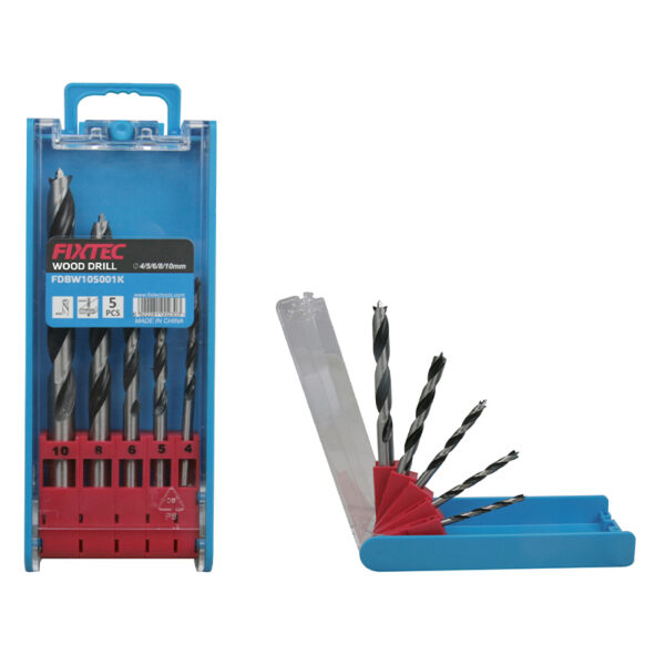 Fixtec 5pcs Wood Twist Drill Bits Set