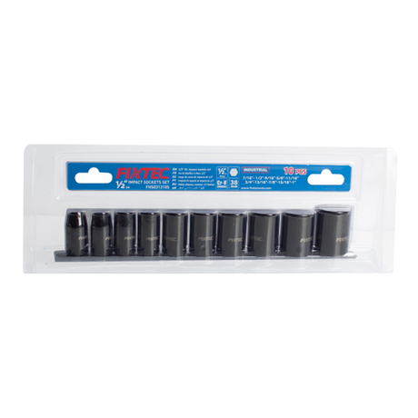 Fixtec 10pcs 1/2" Dr.Deep Impact Socket Set