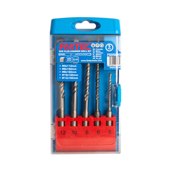 Fixtec 5PCS SDS + Hammer Drill Bits Set