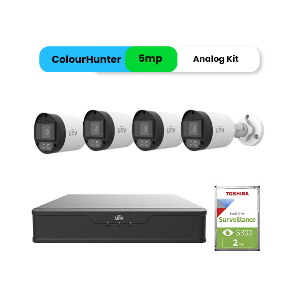 UNV AHD 5MP 40M Kit Color Night 4 Cameras 6 Channel (Built-In-Mic)