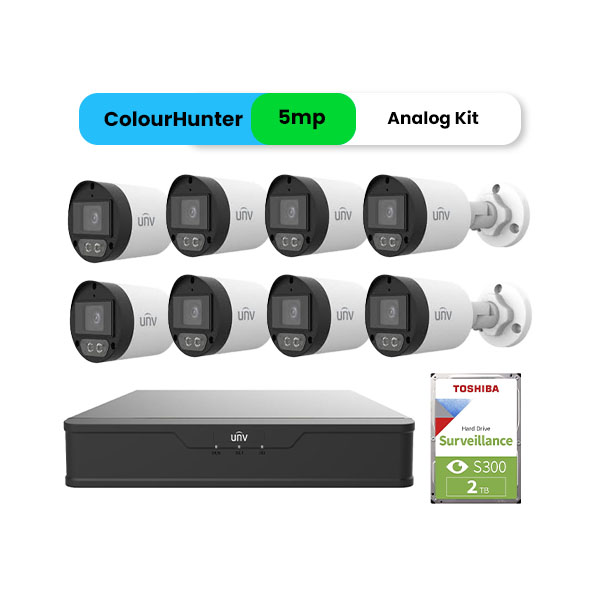 UNV AHD 5MP 40M Kit Color Night  8 Cameras 12 Channel (Built-In-Mic)