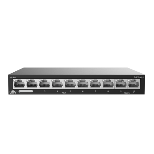 UNV Unmanaged CCTV Switch(PoE)10/100Mbps network ports, including 8 PoE ports and 2 Uplinks