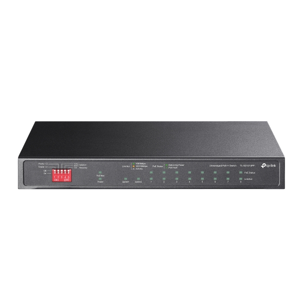 10-Port Gigabit PoE+ Switch, 8 Gigabit PoE+ Ports, 1 Gigabit RJ45 Ports and 1 Gigabit SFP Slots