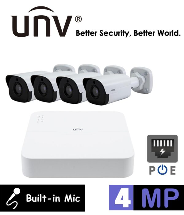 UNV 4MP 4 Channel IP CCTV Kit - 4 Cameras