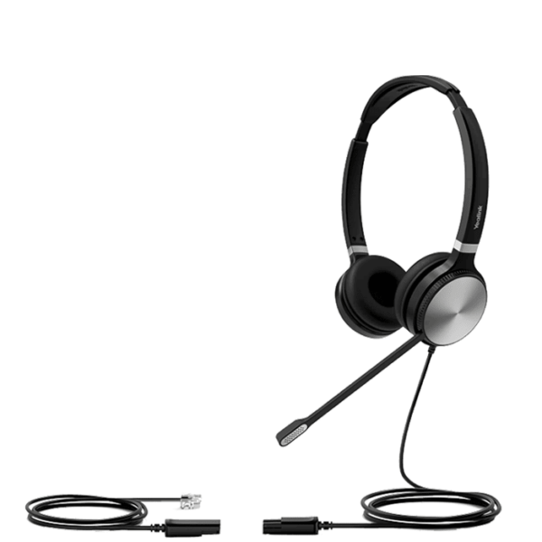 QD to RJ Dual Ear Headset with Leather Cushion