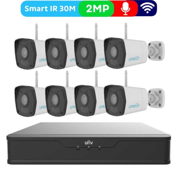 Uniarch B1R Bundle 8 Wifi Cameras 2MP 30M IR &  8 Channels NVR
