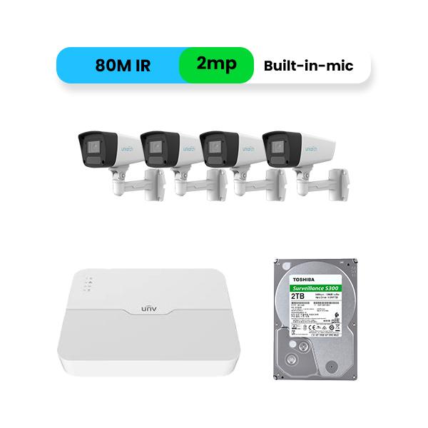 UNV 2MP IP Kit 4 Fixed Bullet Network Camera & 8 Channel PoE NVR